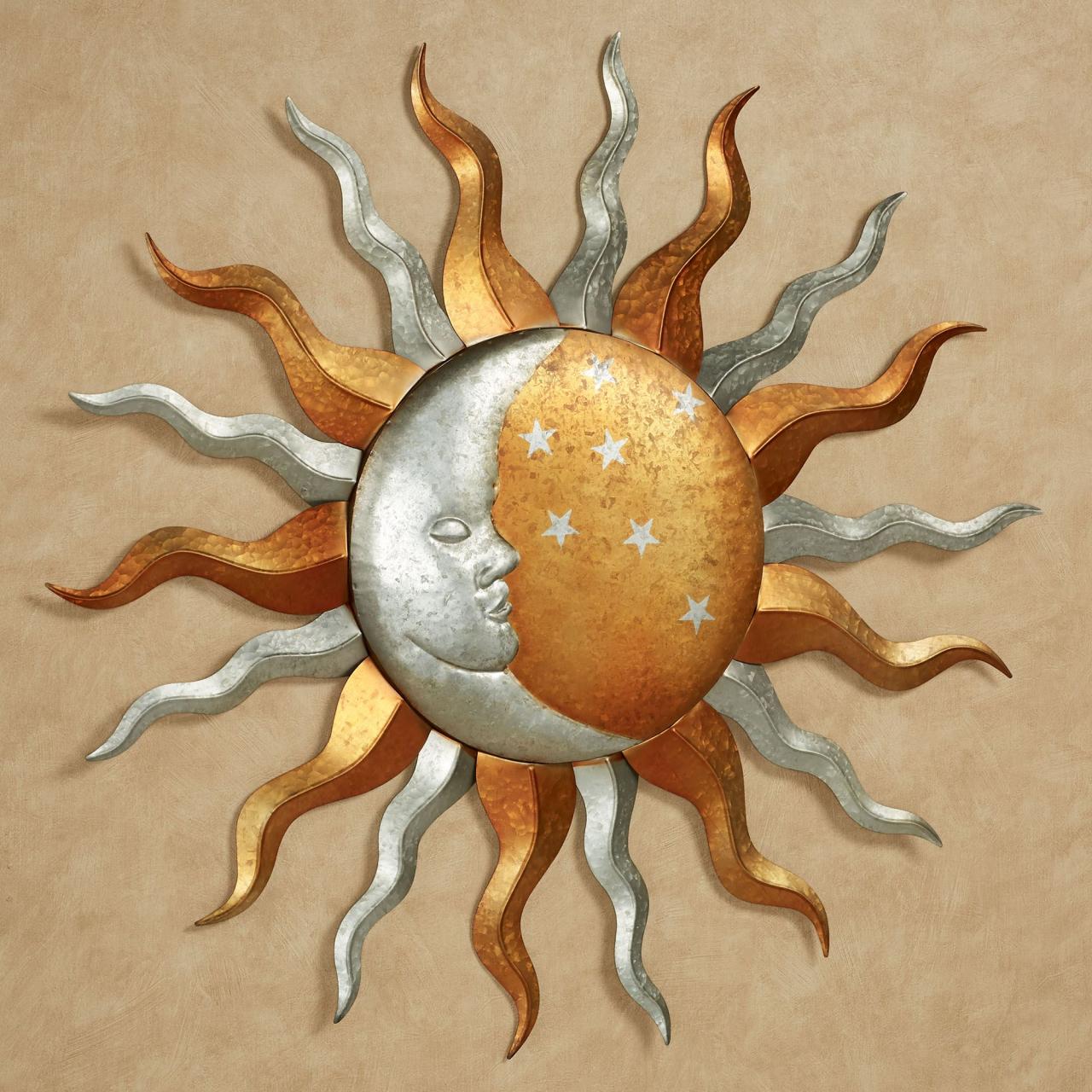 Sun and moon outdoor wall decor