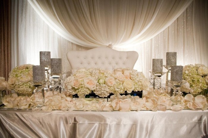 Bride and groom table decor