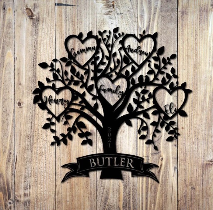 Metal family tree wall decor