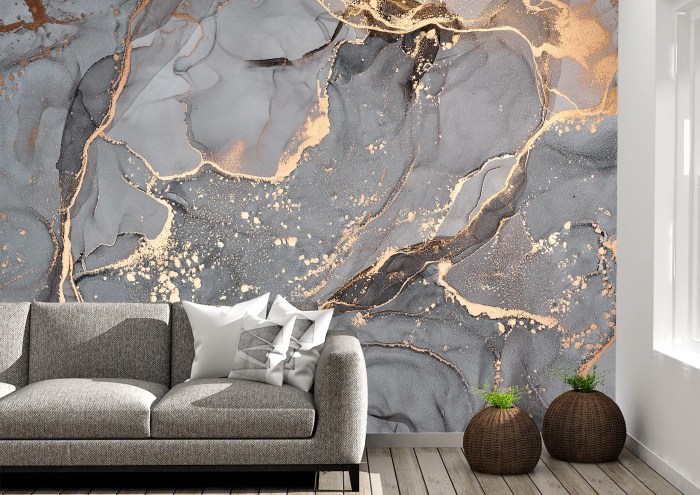 Grey and gold wall decor