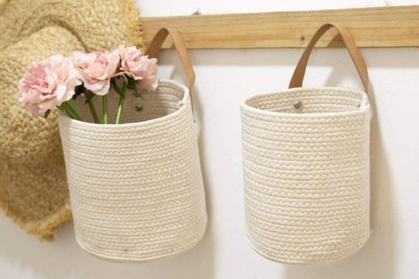 Woven basket wall decor