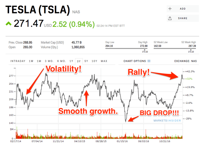 Tesla stock price chart